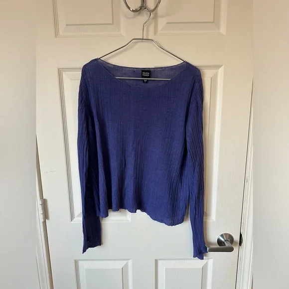 EILEEN FISHER DARK PURPLE Women's Linen Top. - Picture 1 of 10